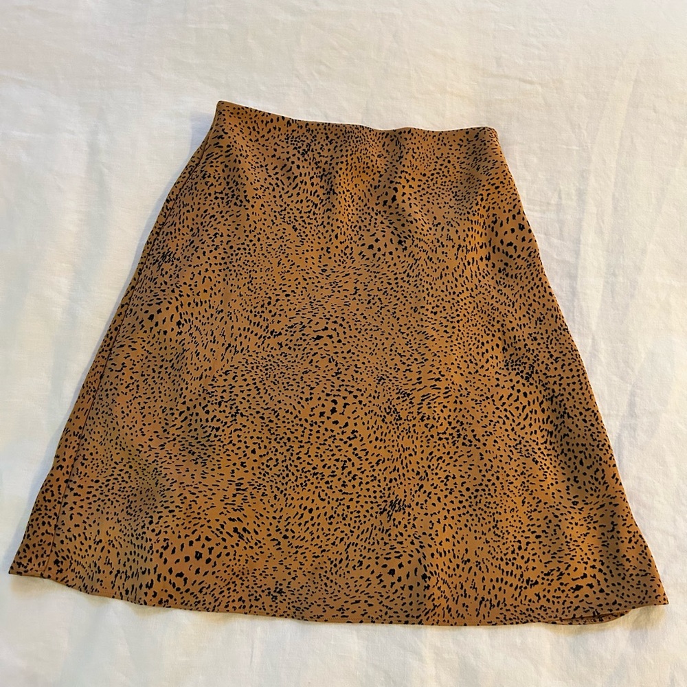 Babaton Leopard Print Satin A-Line Skirt